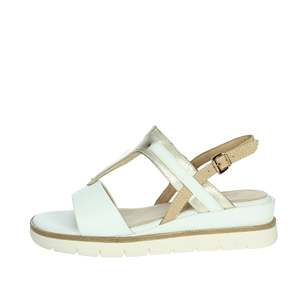 Sandalo con Zeppa da Donna Marco Tozzi Bianco e Oro con Cinturini Stile Estivo - Product Image 1
