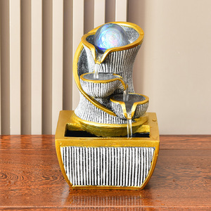 Desktop Water Fountain With <b>Rotating</b> Crystal Ball Lighted Office Decor For <b>Desk</b> Decoration Simple Style Irregular Shape - Product Image 2