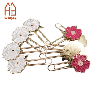 Graffette in metallo carine a forma di fiore personalizzate Clip di carta durevole segnalibro 50MM <span class=keywords><strong>L</strong></span> grandi dimensioni Slip in smaltato artigianale - Product Image 3