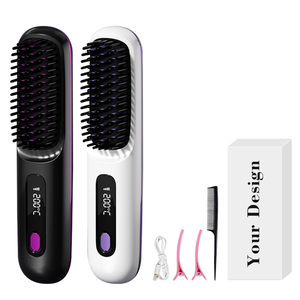 0728 1500mah Long Battery Life Hair Straightener Wireless Cordless Type-c Charging Brush Fashionable <b>Hot</b> <b>Comb</b> - Product Image 1