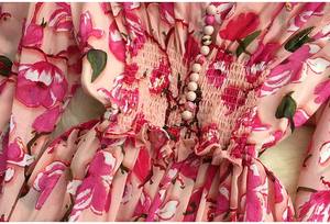 <span class=keywords><strong>Taille</strong></span> unique Robe romantique Rétro Tempérament floral Col en V Ceinture simple boutonnage <span class=keywords><strong>Grande</strong></span> robe balançoire - Product Image 5