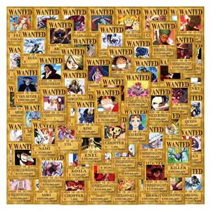 Nouvelles 100 affiches murales <span class=keywords><strong>One</strong></span> <span class=keywords><strong>Piece</strong></span> de <span class=keywords><strong>Luffy</strong></span> jaunies, style anime, pour collage - Product Image 2