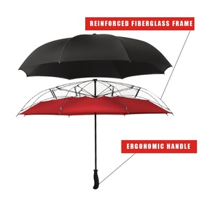 Extra Large Double Canopy Vented Windproof Inverted Reverse Upside Down <b>Umbrella</b> with C-shape Handle - Product Image 3