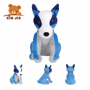 Cartoon blue cool sitting dog toys plush animal toys