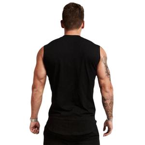 Gilet de sport d'été sans manches pour homme T-shirt en coton personnalisé pour le fitness et la course Chemise d'entraînement tricotée de couleur unie à plaque légère - Product Image 2