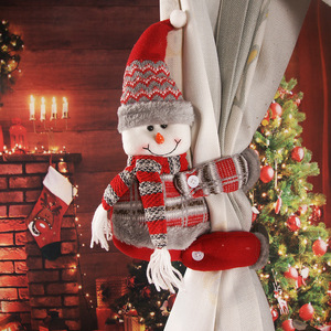 Sujetador de cortina navideño de dibujos animados, Papá Noel, muñeco de nieve, reno, de felpa, para ventana del hogar, decoración de escena navideña - Product Image 2