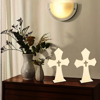 Ornements de croix d'Halloween en bois, pièces en bois pour décorations, croix rustique catholique sur pied, décoration intérieure