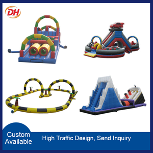 Grand parcours d'obstacles gonflable palpitant avec double toboggan et château gonflable pirate pour les opérations de fêtes foraines et de stations touristiques - Product Image 6