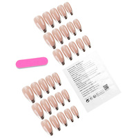Faux ongles en gel souple français, vente en gros d'usine, longs ongles amande nude et dorés à la française, réutilisables.