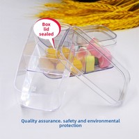 Boîte à dessert en plastique PS de qualité alimentaire transparente avec 2 compartiments séparés, forme rectangulaire, pour l'emballage de bonbons et de friandises