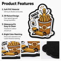 Badge personnalisé en PVC 3D avec motif de frites de dessin animé, à fixation auto-agrippante, pour sacs et vêtements