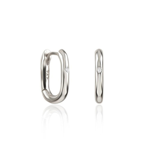 QLEESI INS Boucles d'oreilles créoles minimalistes en laiton pour femme, avec diamant en forme de O, style niche - Product Image 2