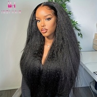 Perruque Lace Front Kinky Straight avec Baby Hair Transparent 13x6, Perruque Lace Front Kinky Curly Pré-Plucked, Perruque Yaki Brésilienne avec Closure Lace 360