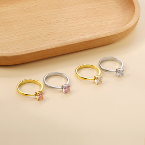 แหวนเพชรทรงเรขาคณิตสำหรับผู้หญิง สแตนเลสสตีล สไตล์มินิมอล ใส่ได้ทุกวัน - Product Image 3