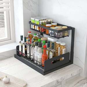 2 Pack metallo sotto il lavandino Organizer scaffali di stoccaggio multiuso per <span class=keywords><strong>cucina</strong></span> bagno a doppia fila per contenere <span class=keywords><strong>pentole</strong></span> per organizzazione lavello - Product Image 4