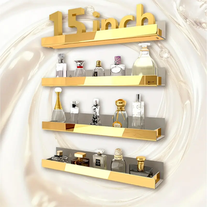4 Pack 15 Inch Modern <strong>Gold</strong> Floating <strong>Shelves</strong> Acrylic <strong>Wall</strong> <strong>Shelves</strong> for Sunglasses Essential Oil Picture Ledge Display Toy Storage - Product Image 6