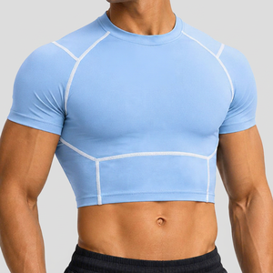 Camisetas de Compresión Cortas para Hombre de Alta Calidad, Transpirables, de Manga Corta, con Logotipo Personalizado, Ajuste Holgado, Spandex/Poliéster, Mejor Precio - Product Image 1