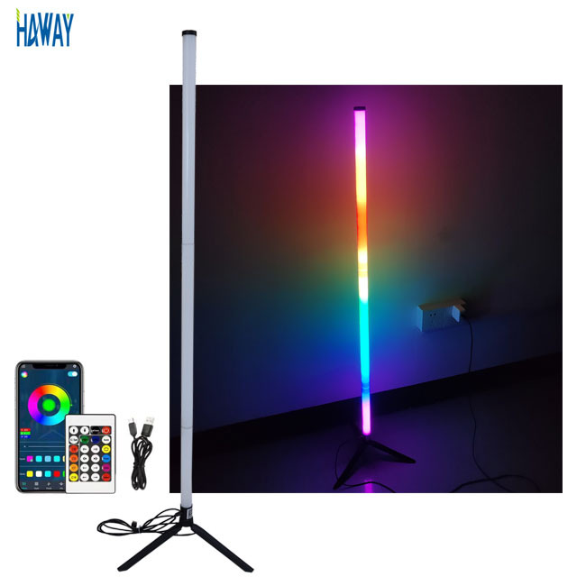 USB DC5V Modern Smart Colourful LED RGB Atmosphere Floor Tube Light with Remote Control