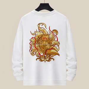 Vente en gros – Tissu éponge brodé 360g à capuche en polyester/coton, respirant, écologique, style chinois vintage, coupe ample pour l'automne - Product Image 1