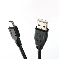 Kabel Data USB 2.0 AM ke Mini USB Hitam 1m1.8m untuk Komputer, Pengisian Cepat 3A, Pelindung Kepang, Selubung PVC, Fitur Cetak