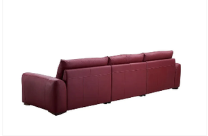 Mobilier moderne de salon villa appartement luxe 3 places Ensemble de canapés combinés en cuir rouge - Product Image 4