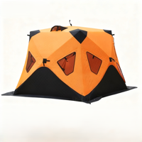 Tente de pêche sur glace pop-up pour 2 à 3 personnes, hiver, coupe-vent, imperméable, épaisse et chaude, en tissu Oxford 210D, avec poteaux en fibre de verre, carrée 2x2x1.8M