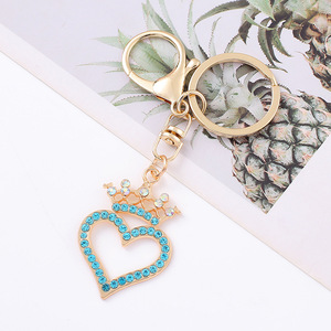 Pha Lê Rhinestone Tim Vương Miện Móc Chìa Khóa Long Lanh Kim Cương Vương Miện Keychain Thiết Kế Kim Loại Cho Phụ Nữ Cô Gái Túi Quyến Rũ Phụ Kiện Mặt Dây Chuyền - Product Image 2