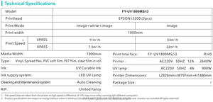 Imprimante pour toits en PVC et toiles, modèle FY-UV1800MS, 1800 mm, avec 3 têtes d'impression I3200 U1, encre éco-solvant, vitesse d'impression 33 m²/h - Product Image 3