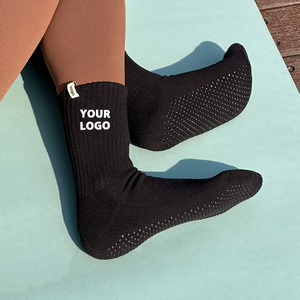 Calcetines de agarre de Pilates personalizados negros-Calcetines de yoga antideslizantes para mujeres Calcetines de entrenamiento de barra de algodón - Product Image 2