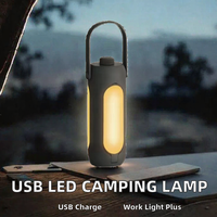 Lanterne de camping LED multifonction à chargement USB, batterie externe portable en aluminium, lumière de travail extérieure à lumière du jour 5000K, SOS, intensité réglable