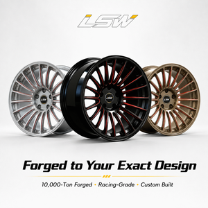LSW LS8053 Multi‑Spoke Gloss Black With Red Accent Two‑Tone Car <b>Wheels</b>, Fully Custom PCD ET Center Bore Size, Universal For All - Product Image 5