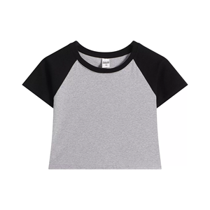 2025 dernier 240GSM Slim Fit Raglan Tee femmes rayé décontracté à manches courtes haut - Product Image 1