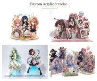 Support acrylique personnalisé pour figurine anime en mica, avec dorure à chaud, fente unique, découpe laser