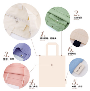 Bán buôn thân thiện với môi bông vải tote túi cao cấp tùy chỉnh quảng cáo sẵn sàng thực hiện Túi mua sắm tùy chỉnh Túi mua sắm - Product Image 6