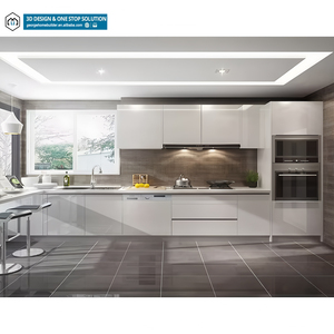 Tùy chỉnh hiện đại có độ bóng cao sơn mài trắng RTA tủ bếp đặt MDF Gỗ gỗ tủ bếp Vòi Đá Cẩm Thạch Laminate nhựa - Product Image 3