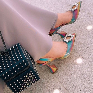 Zapatos De Mujer Elegante Dropshipping Luxury Rhinestone Kitten Slingback Sandals Ladies Heels Shoes for Women - Product Image 6