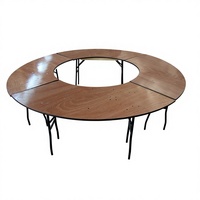 Table à manger pliante en forme de demi-lune en contreplaqué durable et facile à nettoyer, polyvalente, 48 pouces, 60 pouces, 72 pouces, hôtel, mariage, événement, banquet