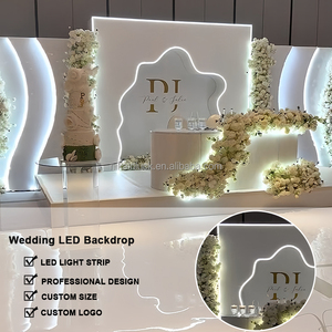 NIKAウェディングステージ背景セット水パーティーデコレーションLEDアクリル波背景パネル - Product Image 3