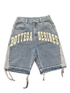 Shorts en jean vintage surdimensionnés personnalisés, mode estivale, délavés à l'acide, streetwear, broderie, shorts en jean pour hommes - Product Image 2