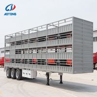 Semi-remorque à ridelles AOTONG 2/3/4 essieux pour le transport de bétail, multi-étages, à parois latérales