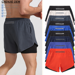 Pantalones Cortos Deportivos Personalizados para Hombre, para Maratón, de 3 Pulgadas, Holgados, de Secado Rápido, Transpirables, con Forro Doble Capa, Anti-Rozaduras - Product Image 1