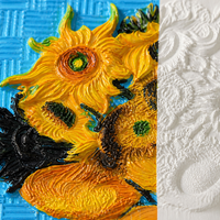 Peinture par numéros 3D DIY moderne en relief, motif tournesol, 20,5 x 20,5 cm, à l'huile et acrylique, pour décoration - Vente en gros