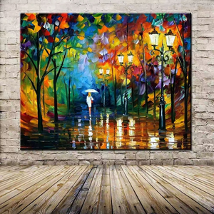 <span class=keywords><strong>Peinture</strong></span> murale abstraite moderne et tendance, <span class=keywords><strong>feuille</strong></span> colorée, affiche HD à l'huile, 100% peinte à la main, <span class=keywords><strong>d</strong></span>écoration pour chambre familiale et salon - Product Image 5