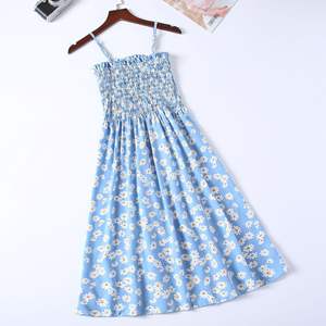 <span class=keywords><strong>Envío</strong></span> de la gota Vestido de gasa suave Mujer Verano Playa Viaje Sin mangas Daisy Halter Lindo Floral Chica Vestido informal - Product Image 1