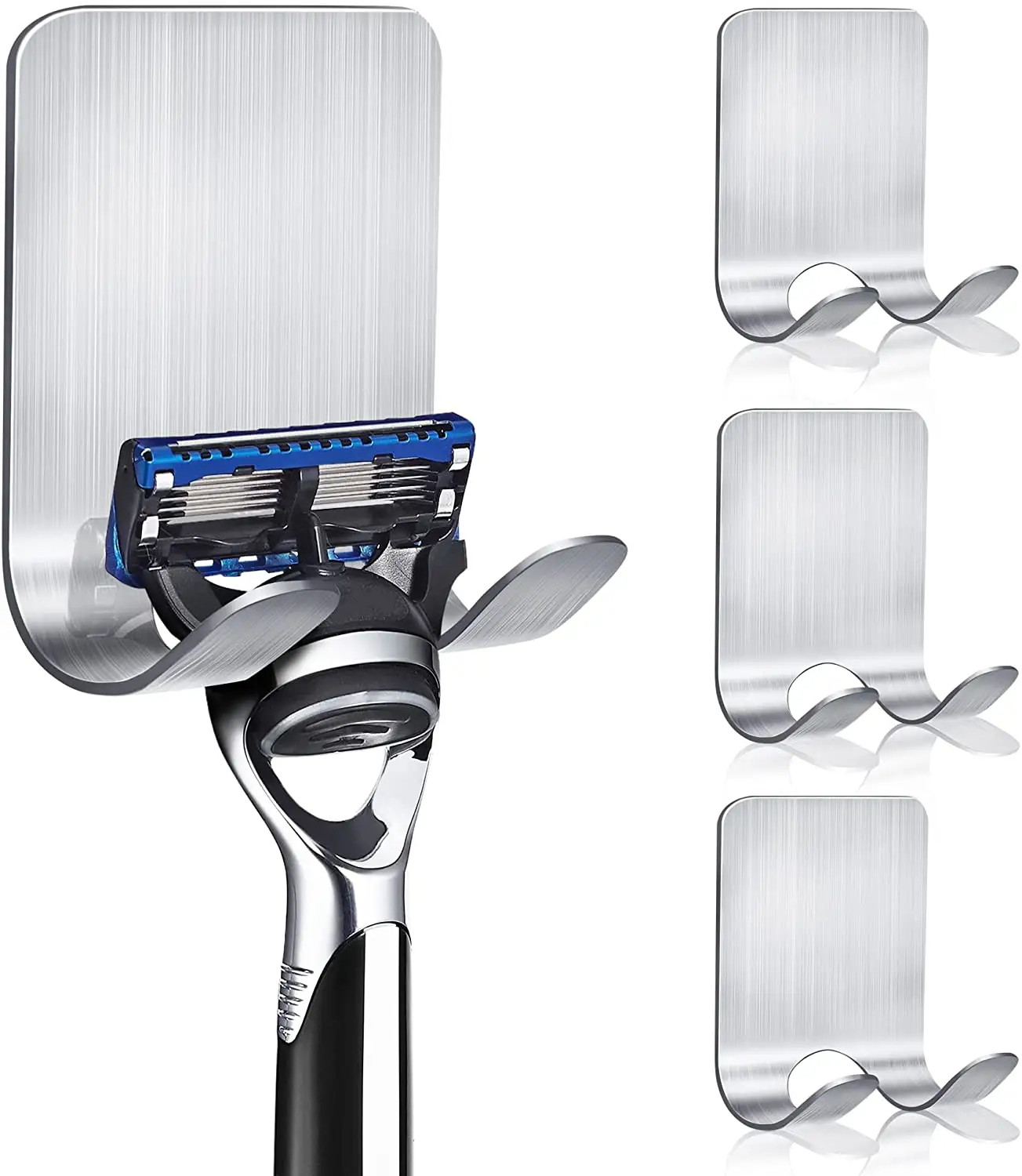 Wall Adhesive Shower Hooks Shaver Holder Hanger Stand Aço inoxidável ganchos parede organização