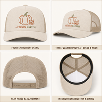 Casquettes Trucker 5 Panneaux Unisexe en Daim à Visière Courbée avec Broderie Crâne, Chauve-souris et Araignée Effrayantes, en Maille, Vente en Gros pour Halloween