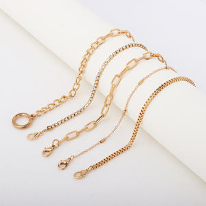 Fashion Jewelry <b>Sets</b> Women's Gold Tone Chain Bracelet <b>Set</b> With <b>Crystal</b> Rhinestones Geometric Design Party Wear 2024 - Product Image 2