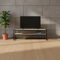 Meuble TV et console de rangement de style moderne avec étagères et structure métallique