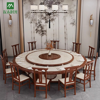 Luxuriöser Hotel-Club-Box-Elektrotisch im chinesischen Design aus Stein/Marmor, großer runder Tisch für 15-20 Personen, Restaurant-Tisch- und Stuhl-Set