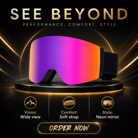 Masque de ski/snowboard professionnel à lentilles interchangeables magnétiques UV400, anti-buée, coupe-vent, double couche, étanche, OTG, vision large